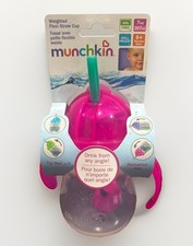 Munchkin Any Angle Click Lock Weighted Flexi Straw Trainer Cup, 7 Ounce, Pink
