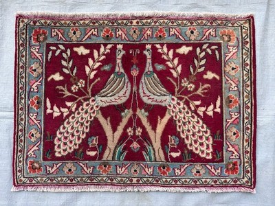 COLLECTORS' ITEM Stunning Vintage Peacock Peafowl Shikargah Pictorial Wall Hang