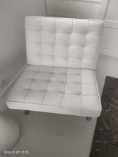 Barcelona Style Designer Chair: white leather COLLECTION ONLY