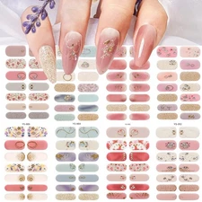 8 Sheets Semi Cured Gel Nail Strips Glitter Nail Wraps Nail Polish Strips