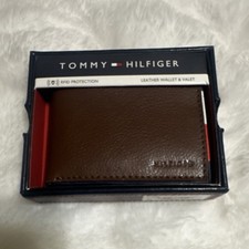 Tommy Hilfiger Brown Bifold RFID Blocking Men's Wallet Logo Accent