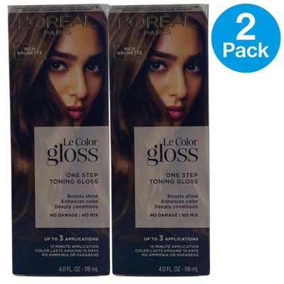 L'Oreal Paris Le Color Gloss One Step Toning Gloss Rich Brunette 4.0oz 2 Pack Ne