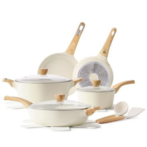 SENSARTE Ceramic Cookware Sets, Pots and Pans Set Non stick, 14 Piece Induction