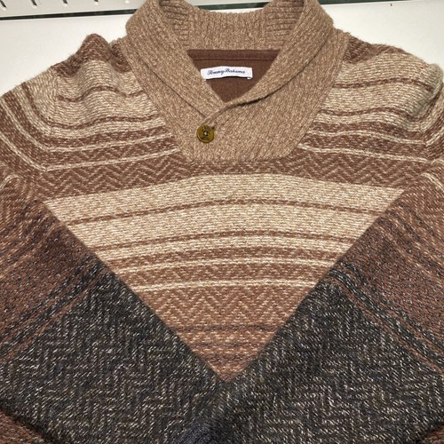 Tommy Bahama Sweater Mens L wool alpaca brown retro professor cowl neck pullover - Picture 3 of 9