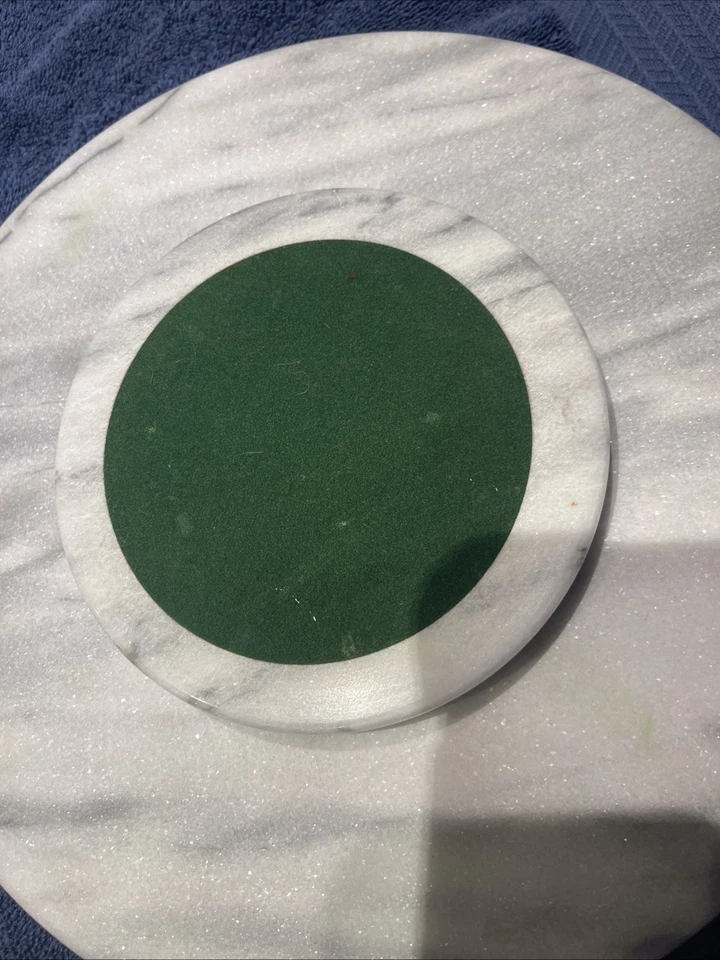 Marble with Marble Lazy Susan Base 12 1/4" Gray/ White. Vintage - Image 4 of 4