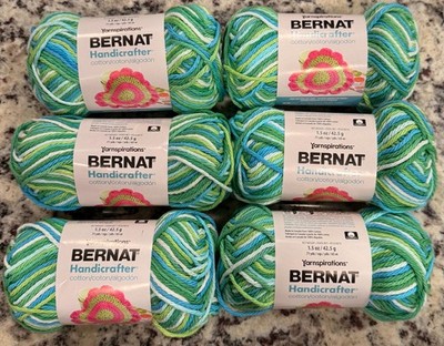 FINAL COLOR SALE! Lot of 6 Bernat Handicrafter Cotton Yarn--Emerald Energy Ombre