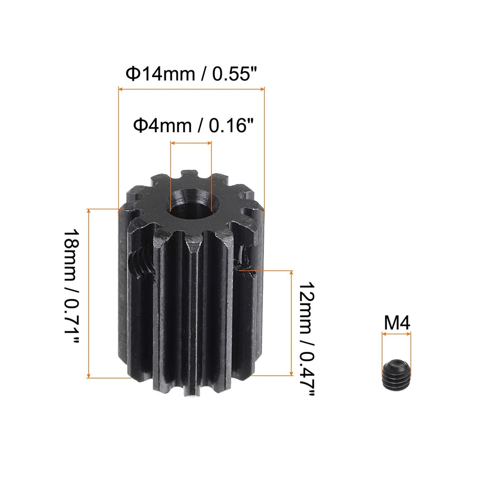 4mm Blende 12T Modul 1 15 # Stahl Spur Diff Differentialritzel Motor Getriebe - Bild 2 von 4