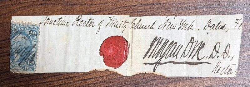 Clip signature Morgan Dix (1827 -1908) American Episcopal Church (1.5x5")
