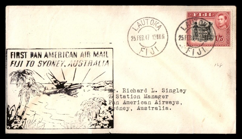 Mayfairstamps Fiji Flight 1947 Lautoka to Sydney PAA Cover aaz_39471