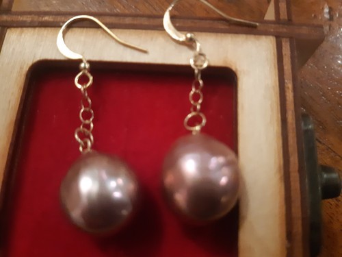 Oro 14k e 18k orecchini perle edison TOP LUSTRO AAAAA metallizzato 11-12 mm - Foto 2 di 13
