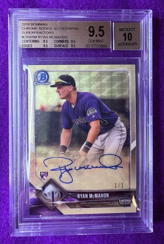 Ryan McMahon 2018 Bowman Chrome Rookie Auto Superfractor #CRA-RM True Gem Mint!