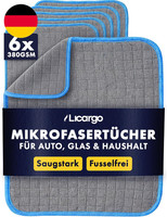 Licargo MikrofasertüCher Auto 6Er-Pack - Fusselfrei Und Saugstark - 380 GSM