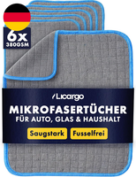 Licargo MikrofasertüCher Auto 6Er-Pack - Fusselfrei Und Saugstark - 380 GSM