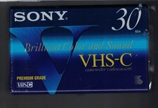 Blank Camcorder Cassette Tape: Sony VHS-C Premium, 30 Min, New Sealed