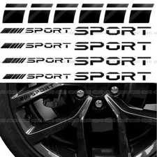 14Pcs Black SPORT Logo Car Rims Wheel Hub Racing Sticker Strip Decal Accessories