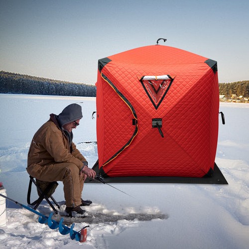 Tenda da Pesca Pop-up 2 Persone Rifugio Ghiaccio Baracca Interno Tessuto Oxford Portatile - Foto 4 di 17