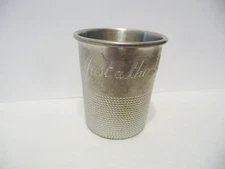 VINTAGE PEWTER "JUST A THIMBLEFUL" SHOT GLASS