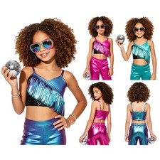 Girls Waistcoat Competition Tank Top Tassel Vest Jazz Sleeveless Kids Camisole