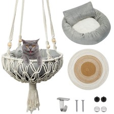 3 Pcs Macrame Cat Hammock Hanging Kitten Bed Scratcher Swing 40x12 Inch Cute