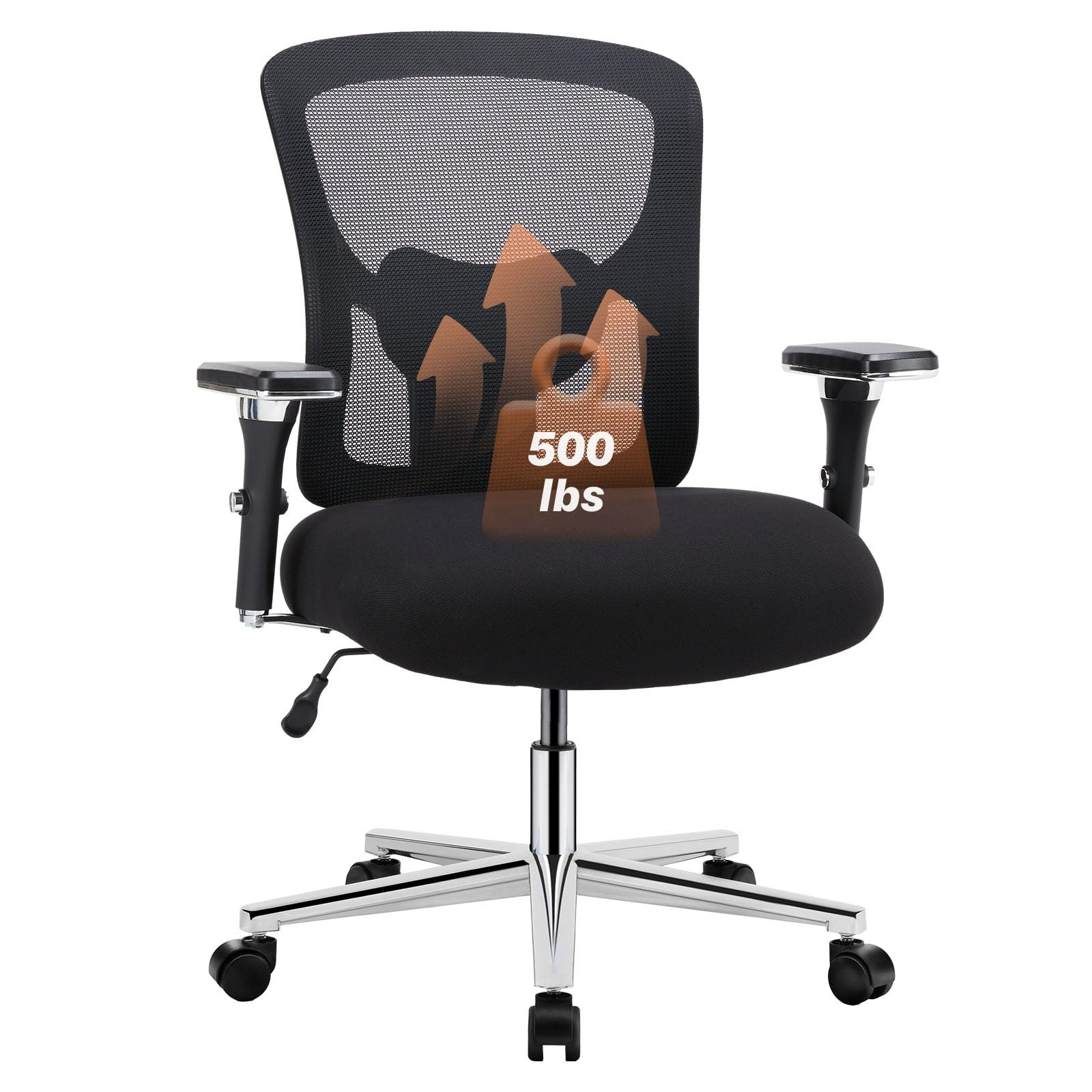 Ergonomic 500lbs Capacity Wide Heavy Duty Big and Tall Office Chair with Adjustable Features