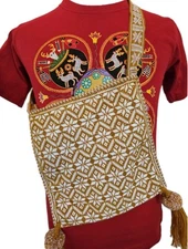 RARE Traditional Huichol Textile Hand Embroidered Mustard Yellow Mix Peyote Bag