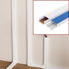 White Electrical Cable Trunking PVC Wire Conduit Plastic Cover -Mini Trunk- 10M