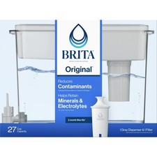 Brita 27 Cup Plastic Water Filtration Dispenser, Grey, 1 Standard Brita Filter