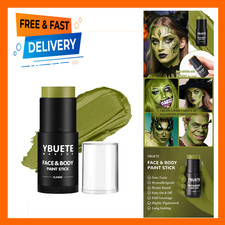 Green Face Body Painting Stick, Full Coverage Cream Makeup for Halloween Camo