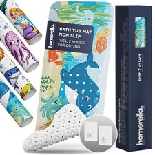 Bath Tub Mat Non Slip Anti Mold for Kids BPA Free INCL Hooks - homerella  Ocean