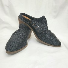 Universal Thread Womens Black Kallie Woven Textured Block Heel Mules 7.5 Chic