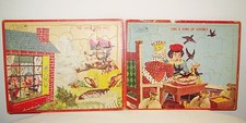 Antique Vintage Three Little Pigs Inlaid Puzzles Sta-N-Place Built Rite Lot USA