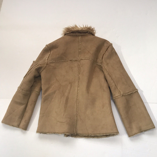 Vintage Y2K Girls Coat Jacket XS 4 5 Fur Suede Brown Faded Glory Boho Hippie - Picture 3 of 11