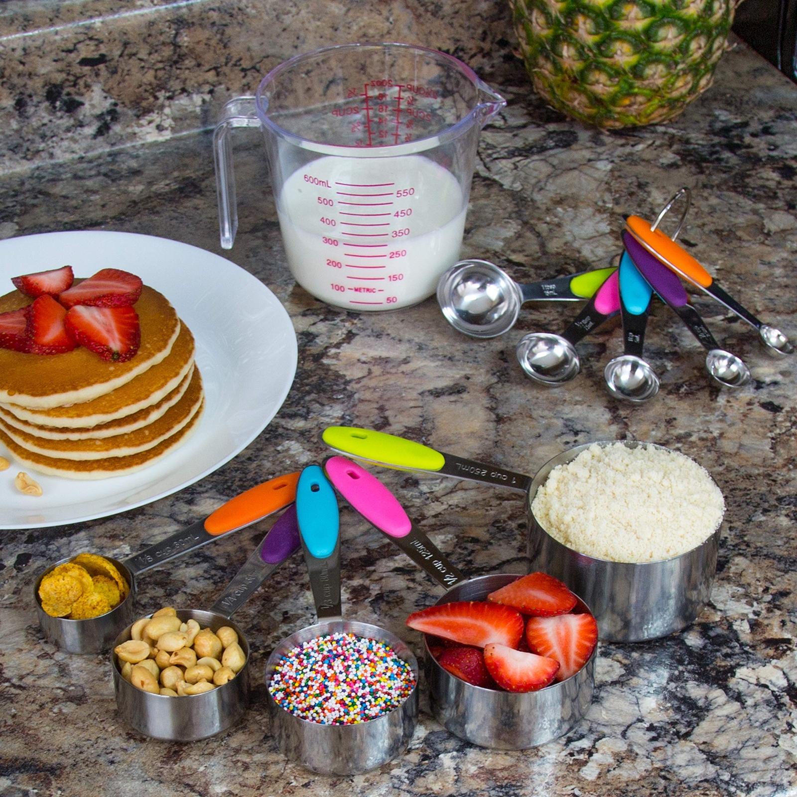 Measuring Cups And Spoons Set 11 Piece. Includes 10 Stainless Steel ...