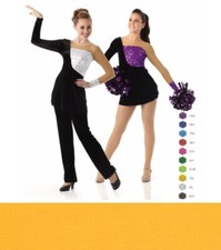 Dynamite YELLOW Adult Small New Dance Costume Sequin Tunic Top/Dress Briefs