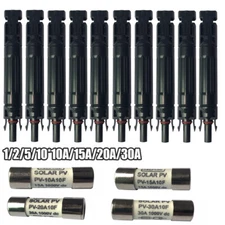 1/2/5/10-Pack 10A 15A 20A 30A in-line Fuse Holder Solar Panel Cable PV Connector