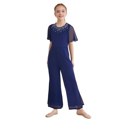 Girl Leotard Pageant Jumpsuit School Dance Rompers High Waist Dancewear Flower - Picture 10 of 63