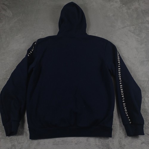 Lacoste Jacket Mens Large Blue Geometric Logo Full Zip Hooded Preppy Casual - Picture 7 of 9