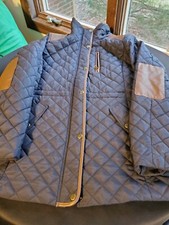 Polo Ralph Lauren Women’s Quilted Jacket Coat Blue Faux Leather Trim Sz: L