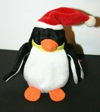 TY Beanie Baby Zero Penguin 1998 retired 4207 black Santa hat