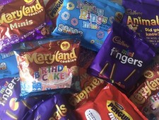 40 Mega Box Of Mini Biscuit Snack Packs. Cadbury, Maryland, Foxs, Mcvities Etc.