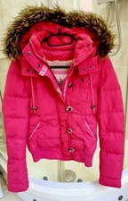 Abercrombie & Fitch Hooded Parka Jacket Coat Size S 8 Cerise Pink Down Filled