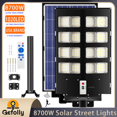 9999999900000LM Commercial Solar Street Lights Outdoor Dusk to Dawn Super Bright