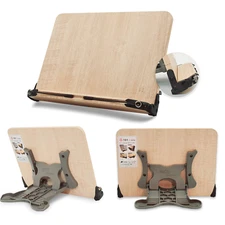 NICE O101 Book Stand Holder Reading Desk Cookbook Foldable Tray Maple Wood 23oz