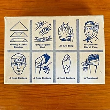 1940s Johnson & Johnson Esmarch Triangular Bandage Original Box First Aid Supply