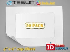 Teslin® Synthetic Paper - 4" x 6" Perforated 1-Up InkJet Sheet | Pack of 50