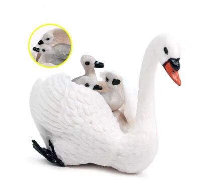 Swan Duck with Baby Toy Action Figure Small Animal Figurine Doll Gift for Kids
