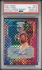 PSA 8 2021 Prizm Trey Lance Rookie Auto Purple Power /49