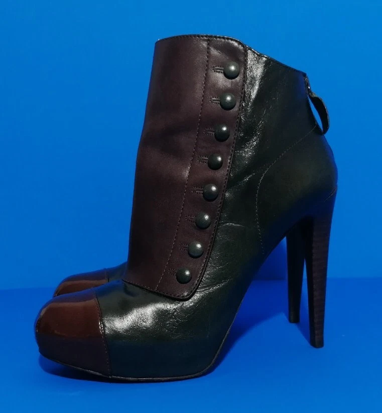 Botines con botones Lamb Rosebury para mujer marrón verde cuero talla 8M Steamboat Punk Foto 3 de 4