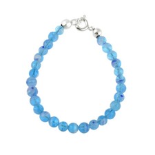 925 Silver Blue Murano Glass Millefiori Flower Baby Bracelet, 4 Inches