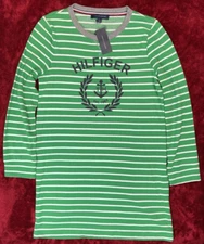 Tommy Hilfiger Sweater Dress Women Large Peapod Multi Beach Stripe Green Has Tag